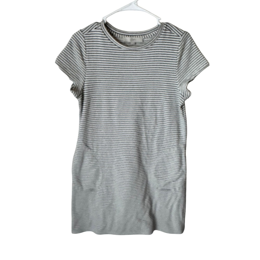 LOFT Black White Striped Short Sleeve T-Shirt Dress with Pockets Size S